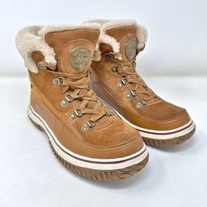 Pajar Canada Winter Boot size 8 Tan Brown Leather Faux Fur lined Waterproof